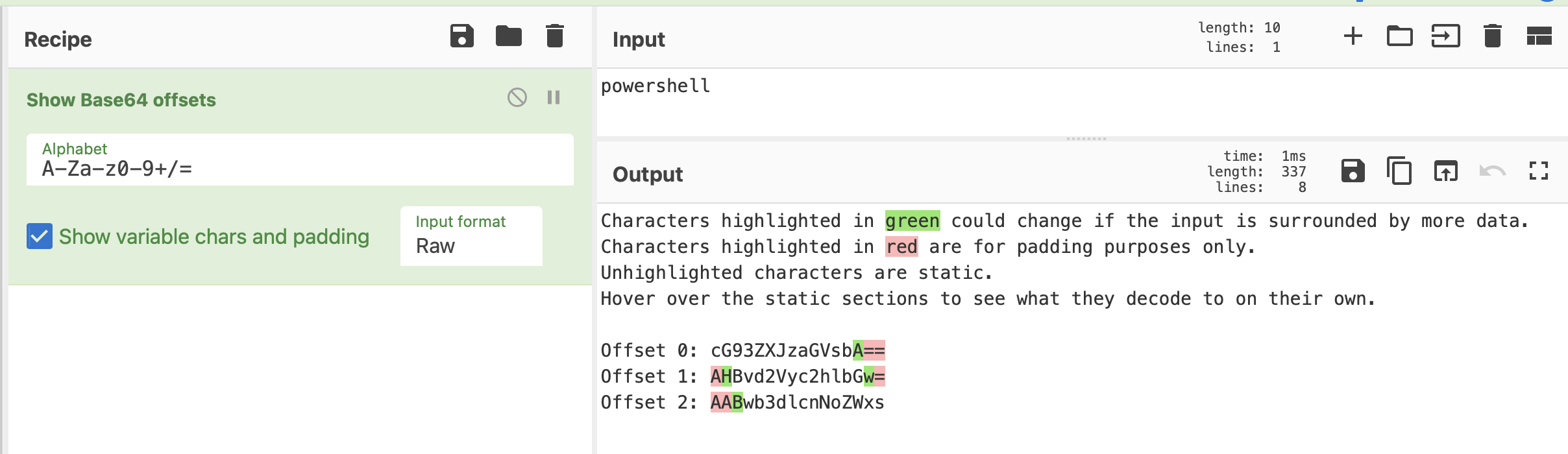 CyberChef Base64 offsets example