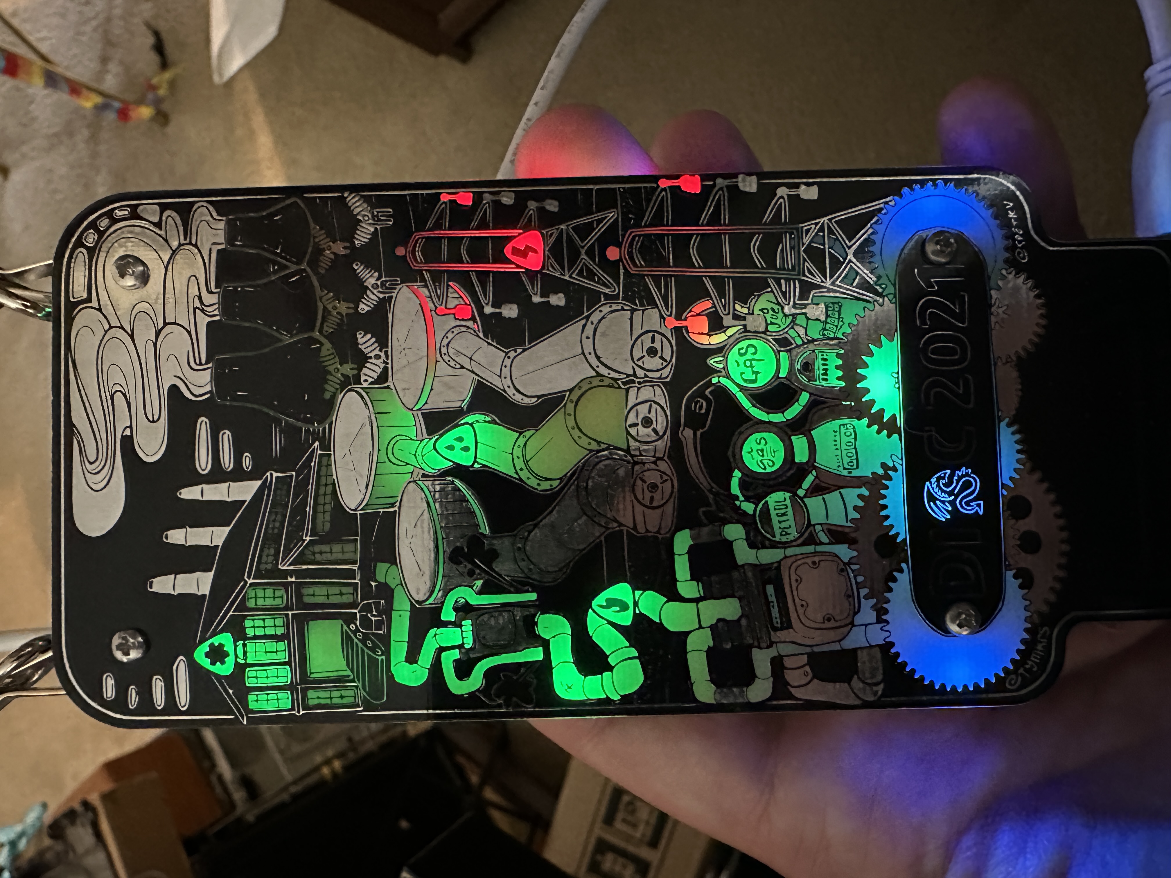 Shot of final badge with 3 utilities GREEN and electrical RED