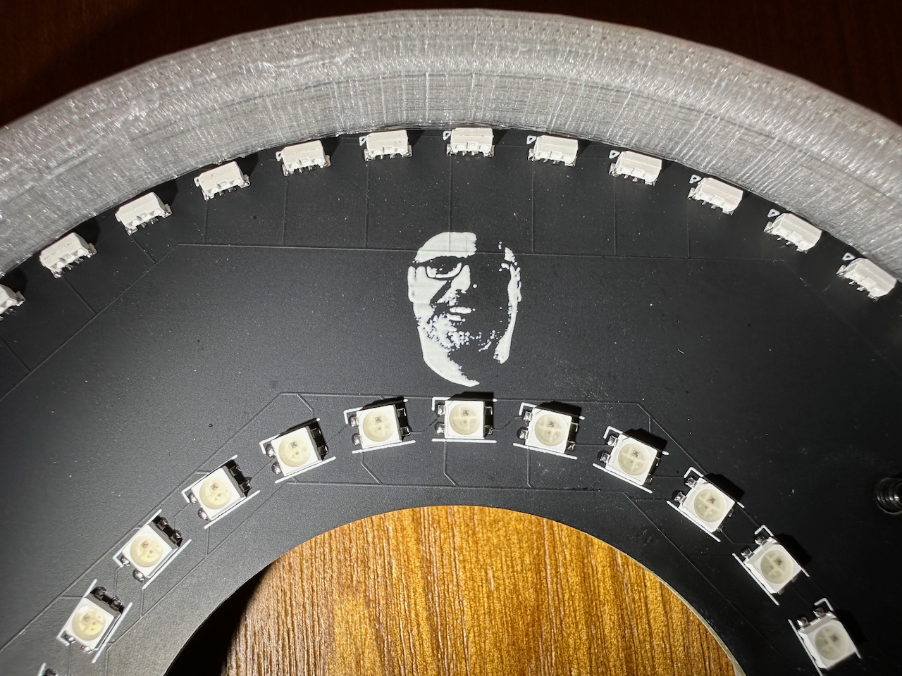 Close up shot of some guy's face on the inner board