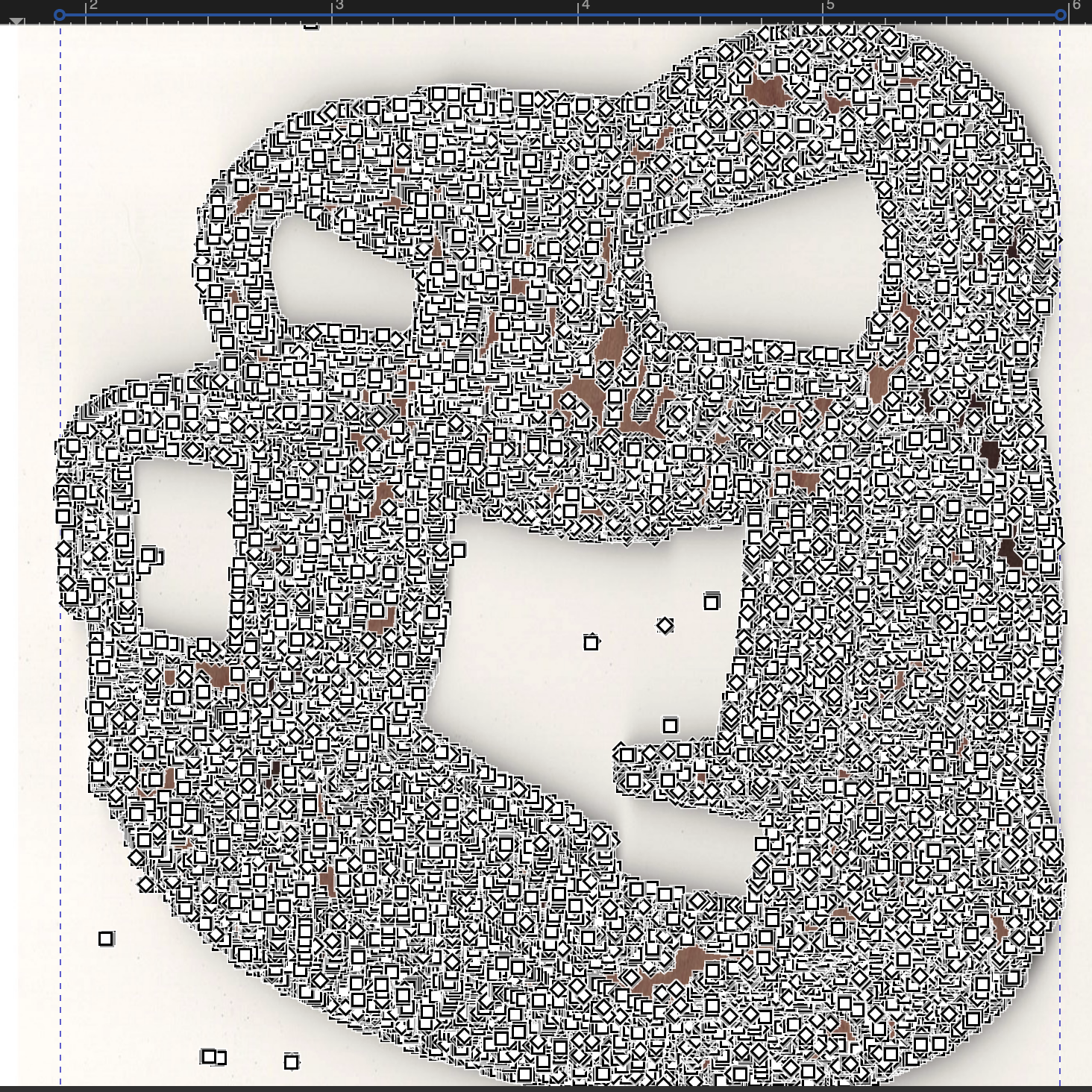 Inkscape screenshot showing scanned image and enormous number of nodes in the vector.