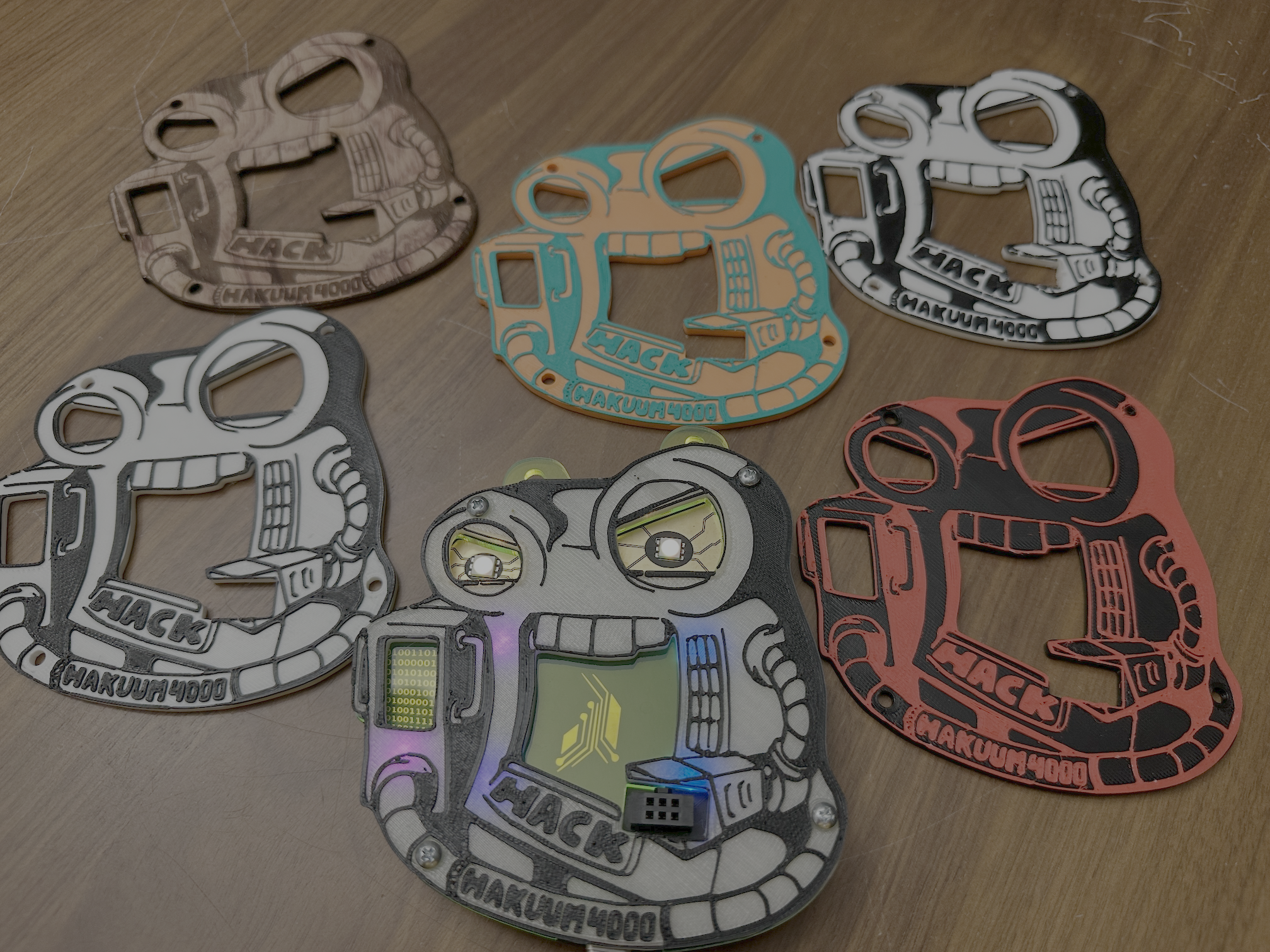 Table showing several unique color combo printed face plates.