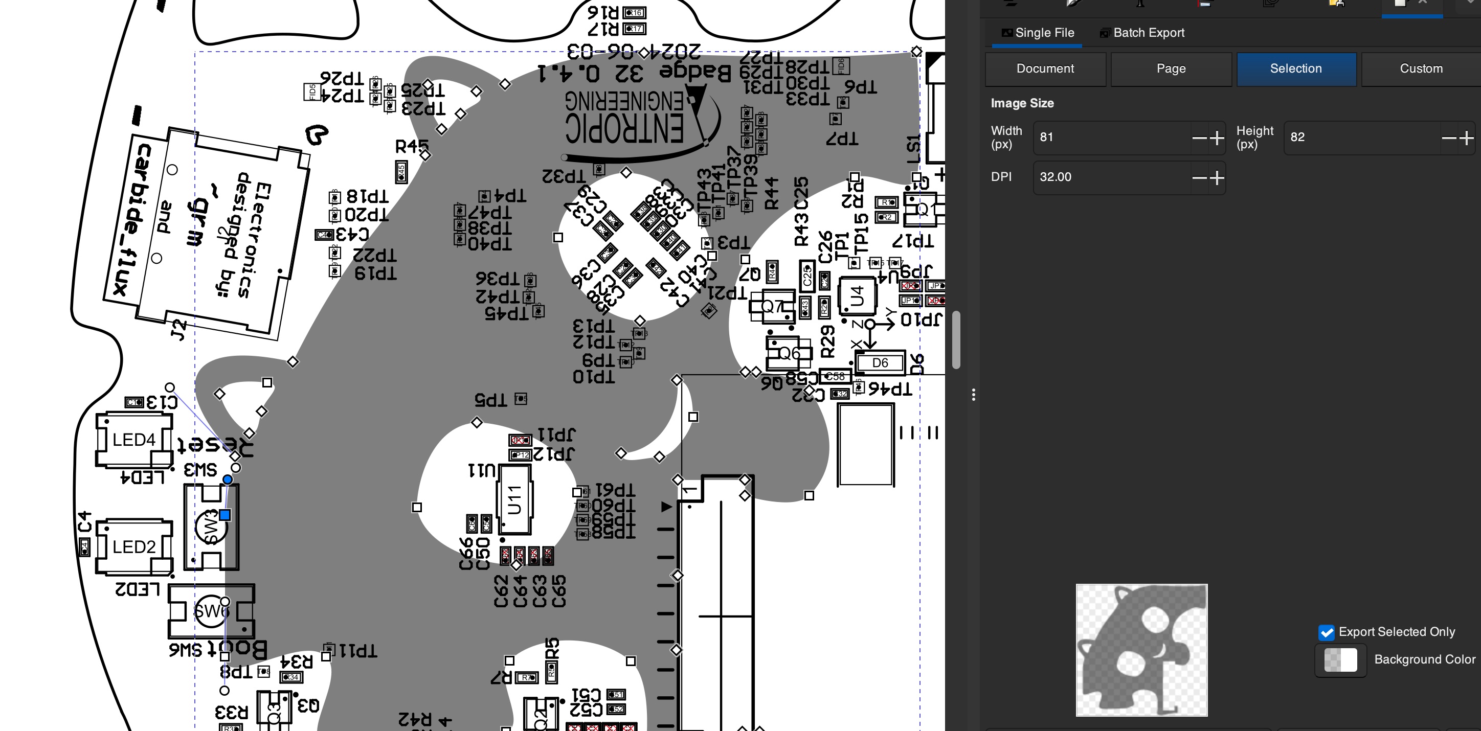 Inkscape Export Selection Only dialog.