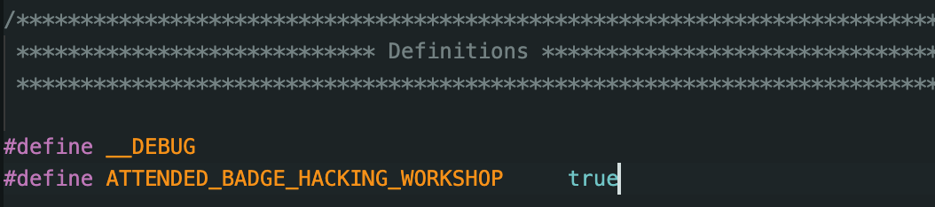Setting ATTENDED_BADGE_HACKING_WORKSHOP true in Arduino code
