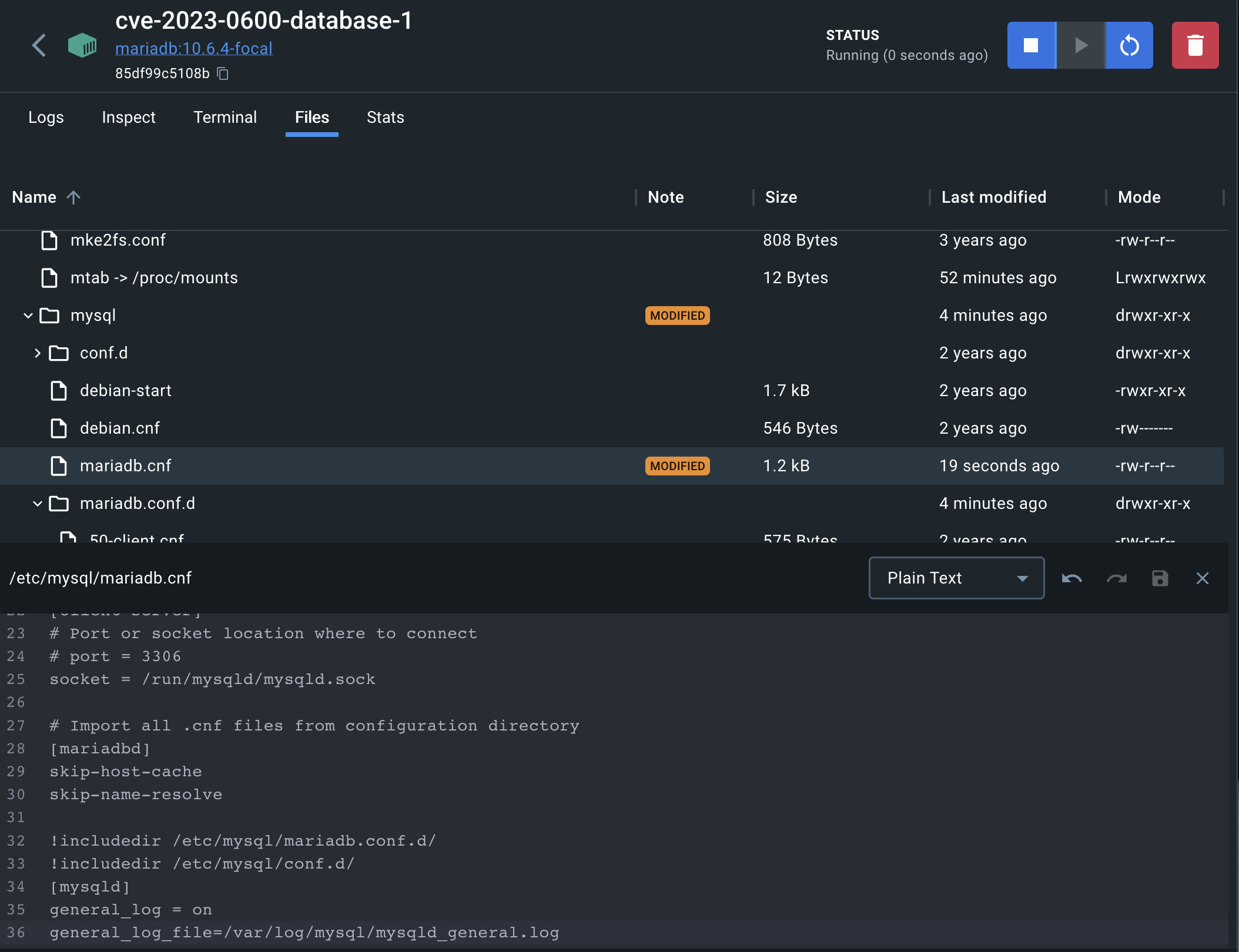 Using docker to edit config files